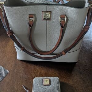 Dooney & Bourke Pebble Grain Taupe Leather Chelsea Bag And Matching Taupe Wallet
